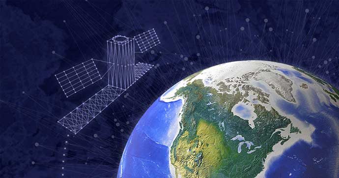 Illustration d'un CubeSat et d'une carte du Canada