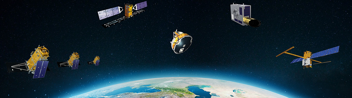 Infographie de satellites en orbite au tour de la Terre