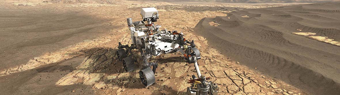 An artist's concept of the Perseverance Mars Rover.
