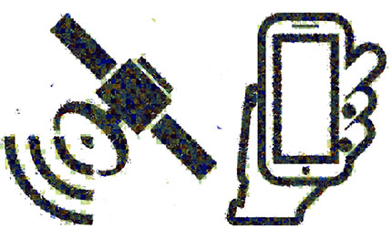 Space makes our phones and our GPS work: Phone and satellite symbols created using the RADARSAT-2 mosaic of Canada.