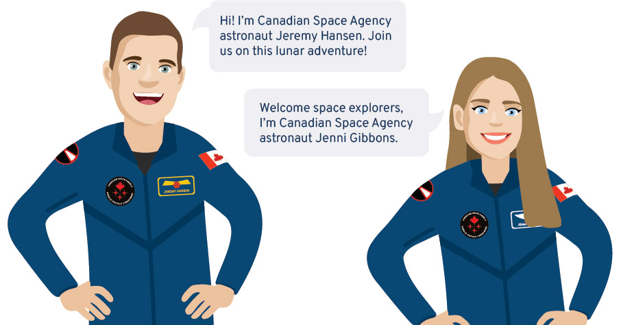 Cartoons of Jeremy and Jenni wearing flight suits.