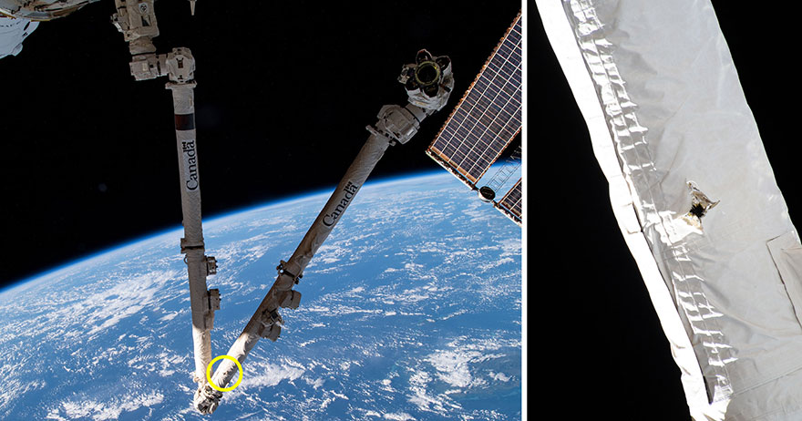 Canadarm2 heurté par un débris orbital