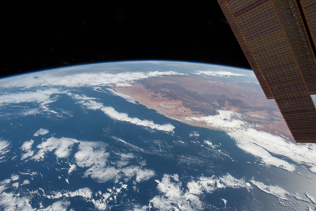 Dunes in Namibia photographed by David Saint-Jacques from space. (Credit: Canadian Space Agency/NASA)