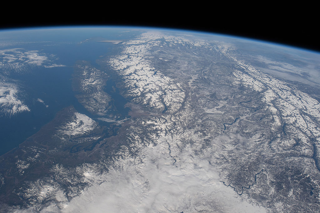 Vancouver Island and the coast of the Pacific Ocean appear on this photo taken by David Saint-Jacques from the International Space Station. (Credit: Canadian Space Agency/NASA)