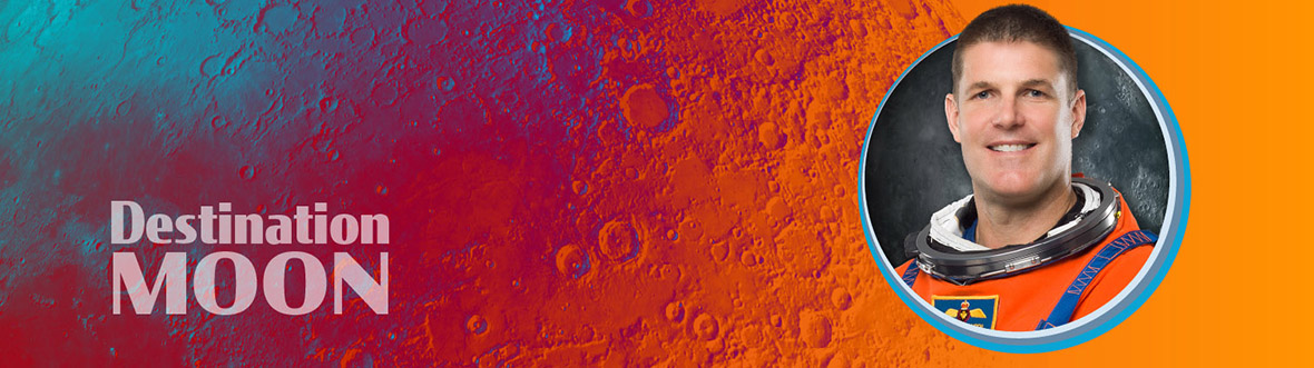 Banner featuring Jeremy Hansen and the words Destination MOON