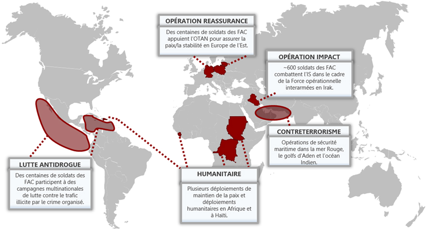 Image du Principaux déploiements des forces armées canadiennes à l'étranger
