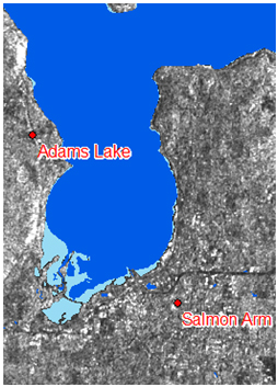 Map of flooding in the Salmon Arm Bay - After.