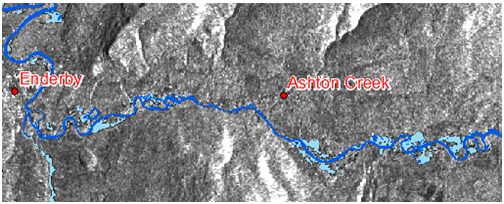 Map of flooding near Enderby - After.